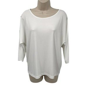 Chico's Womens Multi Slit Dolman Sleeves Round Neck White Blouse Top Size M